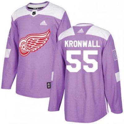 Youth Adidas Detroit Red Wings 55 Niklas Kronwall Authentic Purple Fights Cancer Practice NHL Jersey