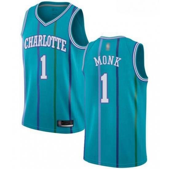 Men Aqua Malik Monk Men Jersey 1 Authentic Charlotte Hornets Basketball Hardwood Classics