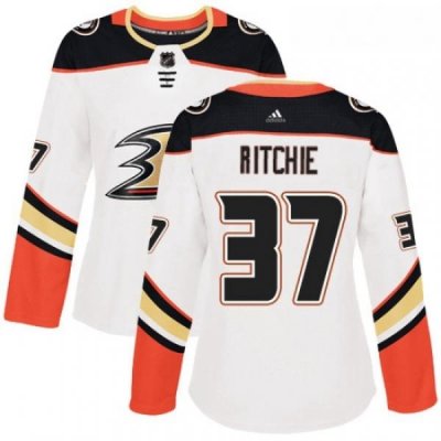 Womens Adidas Anaheim Ducks 37 Nick Ritchie Authentic White Away NHL Jersey