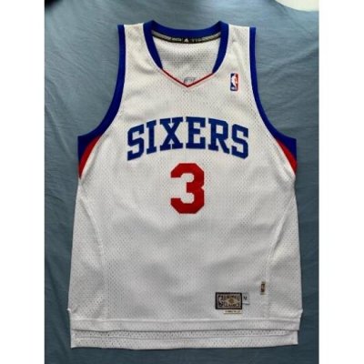 Philadelphia 76ers Men Allen Iverson #3 White Hardwood Classics Jersey