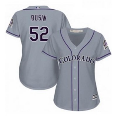 Womens Majestic Colorado Rockies 52 Chris Rusin Replica Grey Road Cool Base MLB Jersey