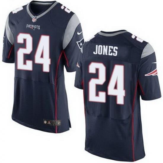 Nike Patriots #24 Cyrus Jones Navy Blue Team Color Mens Stitched NFL NeW Elite Jersey