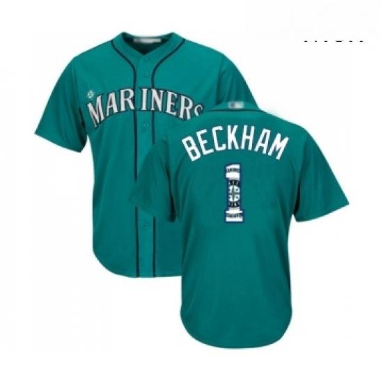 Mens Seattle Mariners 1 Tim Beckham Authentic Teal Green Team Logo Fashion Cool Base Baseball Jersey