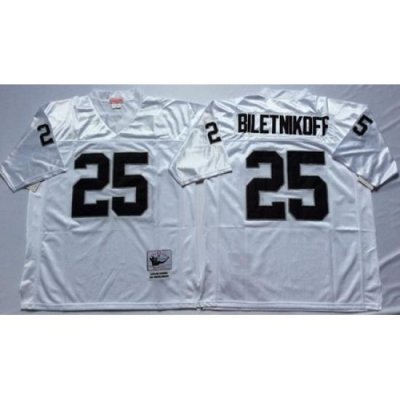 Raiders 25 Fred Biletnikoff White Throwback Jersey