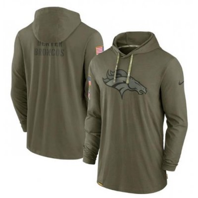 Men Denver Broncos 2022 Olive Salute To Service Tonal Pullover Hoodie