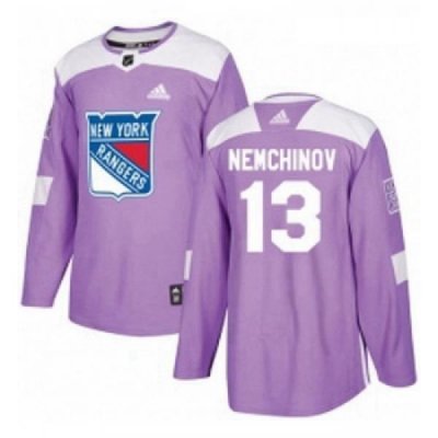 Youth Adidas New York Rangers 13 Sergei Nemchinov Authentic Purple Fights Cancer Practice NHL Jersey