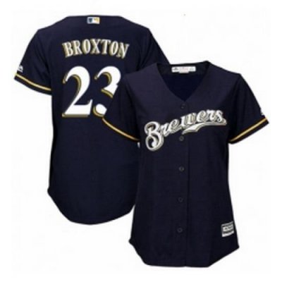 Womens Majestic Milwaukee Brewers 23 Keon Broxton Replica White Alternate Cool Base MLB Jersey