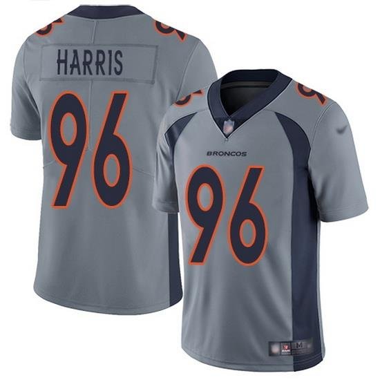 Nike Broncos 96 Shelby Harris Gray Men Stitched NFL Limited Inverted Legend Jersey