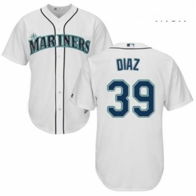 Mens Majestic Seattle Mariners 39 Edwin Diaz Replica White Home Cool Base MLB Jersey