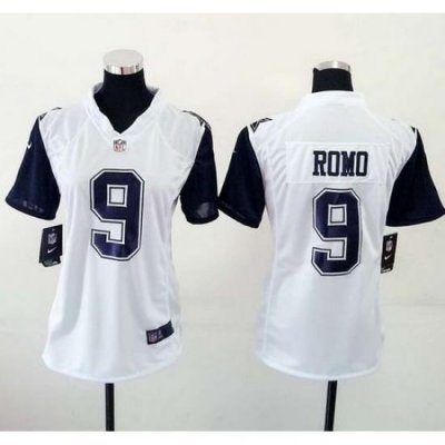 Nike Cowboys #9 Tony Romo White Womens Stitched NFL Elite Rush Jersey