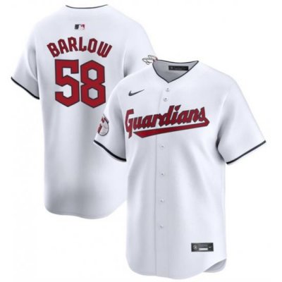 Men Cleveland Guardians 58 Scott BarloW White Home Limited Stitched Baseball Jersey