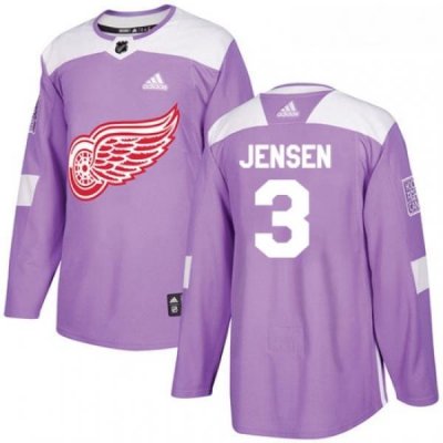 Youth Adidas Detroit Red Wings 3 Nick Jensen Authentic Purple Fights Cancer Practice NHL Jersey