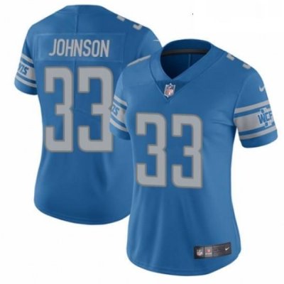 Womens Nike Detroit Lions 33 Kerryon Johnson Blue Team Color Vapor Untouchable Elite Player NFL Jersey