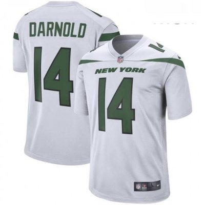 Mens New York Jets 14 Sam Darnold Nike White Player Game Jersey