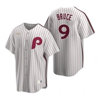 Mens Nike Philadelphia Phillies 9 Jay Bruce White CooperstoWn Collection Home Stitched Baseball Jersey