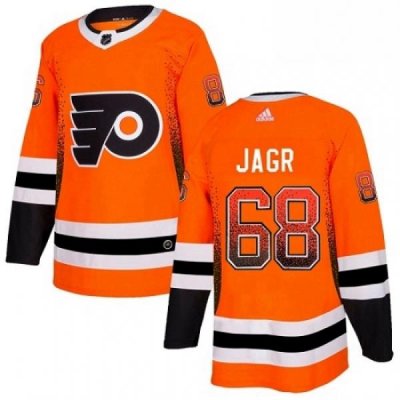 Mens Adidas Philadelphia Flyers 68 Jaromir Jagr Authentic Orange Drift Fashion NHL Jersey