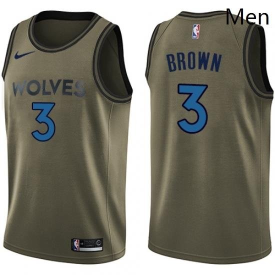 Mens Nike Minnesota Timberwolves 3 Anthony Brown Swingman Green Salute to Service NBA Jersey