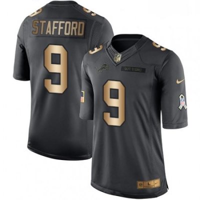 Men Nike Detroit Lions 9 Matthew Stafford Limited BlackGold Salute to Service NFL Jersey