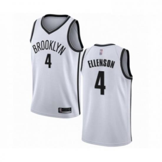 Mens Brooklyn Nets 4 Henry Ellenson Authentic White Basketball Jersey Association Edition