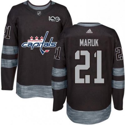 Mens Adidas Washington Capitals 21 Dennis Maruk Authentic Black 1917 2017 100th Anniversary NHL Jersey