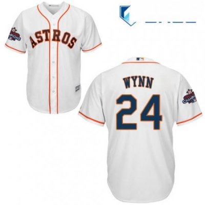 Youth Majestic Houston Astros 24 Jimmy Wynn Authentic White Home 2017 World Series Champions Cool Base MLB Jersey