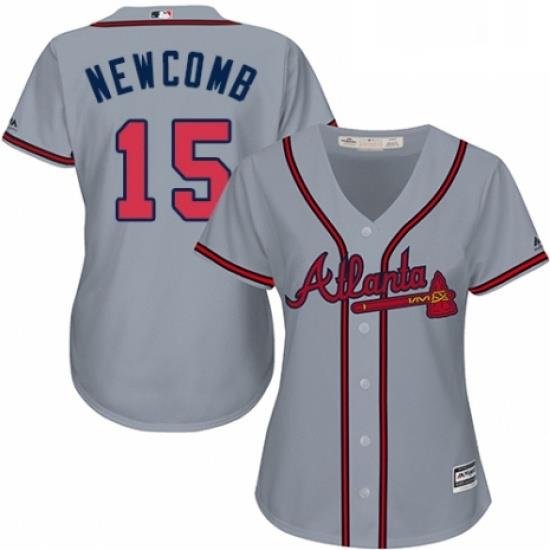 Womens Majestic Atlanta Braves 15 Sean Newcomb Replica Grey Road Cool Base MLB Jersey