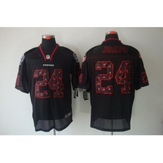 Nike Houston Texans 24 Johnathan Joseph Black Elite Lights Out Number With Team logo NFL Jersey