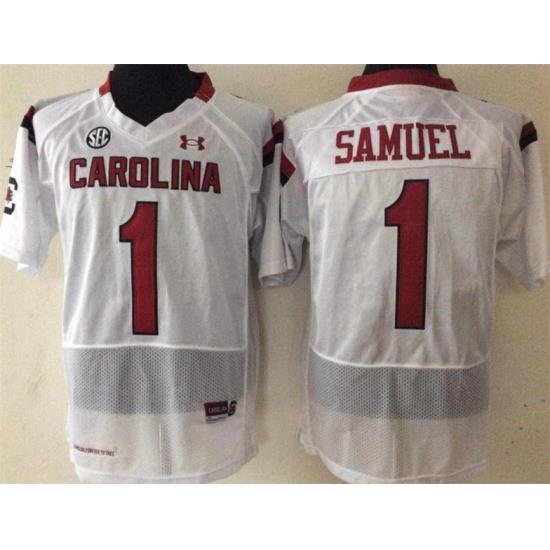 Men South Carolina Gamecocks Deebo Samuel 1 Maroon White Football Jersey