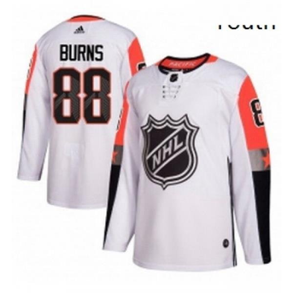 Youth Adidas San Jose Sharks 88 Brent Burns Authentic White 2018 All Star Pacific Division NHL Jersey