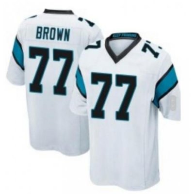 Men Nike Carolina Panthers Deonte Brown 77 White Vapor Limited Jersey