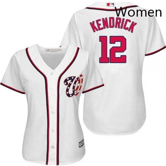 Womens Majestic Washington Nationals 12 Howie Kendrick Replica White Home Cool Base MLB Jersey