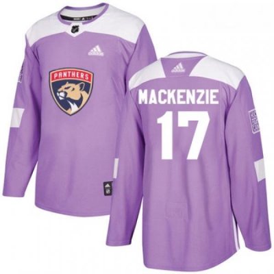 Youth Adidas Florida Panthers 17 Derek MacKenzie Authentic Purple Fights Cancer Practice NHL Jersey