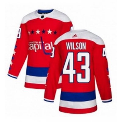 Mens Adidas Washington Capitals 43 Tom Wilson Authentic Red Alternate NHL Jersey