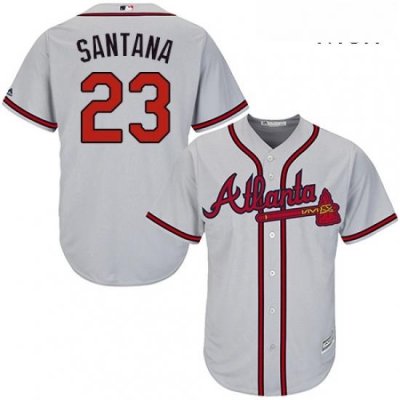 Mens Majestic Atlanta Braves 23 Danny Santana Replica Grey Road Cool Base MLB Jersey