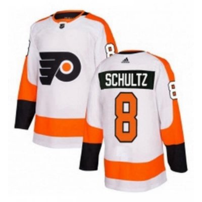 Mens Adidas Philadelphia Flyers 8 Dave Schultz Authentic White Away NHL Jersey