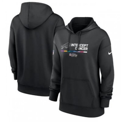 Women Buffalo Bills 2022 Black NFL Crucial Catch Therma Performance Pullover Hoodie