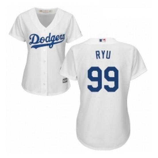 Womens Majestic Los Angeles Dodgers 99 Hyun Jin Ryu Replica White Home Cool Base MLB Jersey