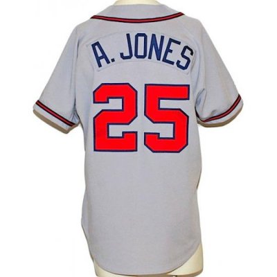 Men Nike Atlanta Braves 25 AndruW Jones White Gray Base Stitched Jersey