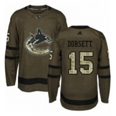 Mens Adidas Vancouver Canucks 15 Derek Dorsett Premier Green Salute to Service NHL Jersey