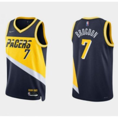 Men Indiana Pacers 7 Malcolm Brogdon 2021 22 Navy City Edition 75th Anniversary Stitched Basketball Jersey