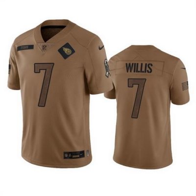 Men Tennessee Titans 7 Malik Willis 2023 Brown Salute To Service Stitched Football Jersey