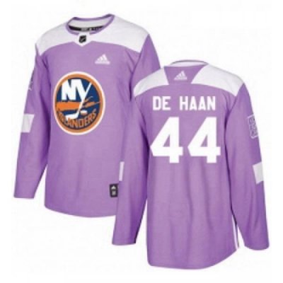 Youth Adidas New York Islanders 44 Calvin de Haan Authentic Purple Fights Cancer Practice NHL Jersey