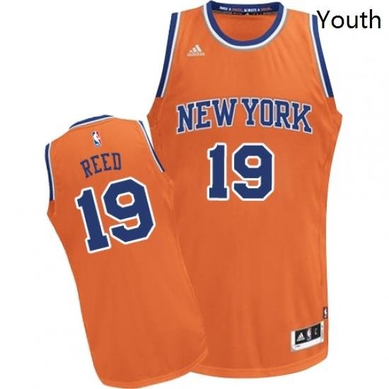 Youth Adidas New York Knicks 19 Willis Reed Swingman Orange Alternate NBA Jersey