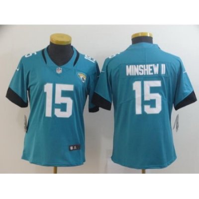 Women Jaguars 15 Gardner Minshew II Teal Vapor Untouchable Limited Jersey