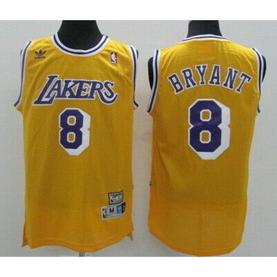 Men Adidas Lakers 8 Kobe Bryant Yellow Throwback NBA Jersey