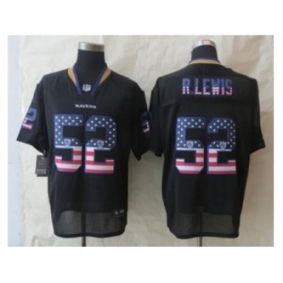 Nike Baltimore Ravens 52 Ray Lewis Black Elite USA Flag Fashion NFL Jersey