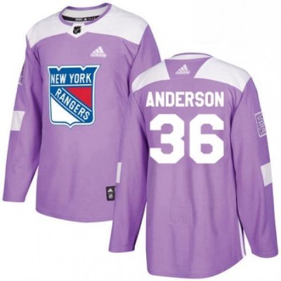 Youth Adidas New York Rangers 36 Glenn Anderson Authentic Purple Fights Cancer Practice NHL Jersey