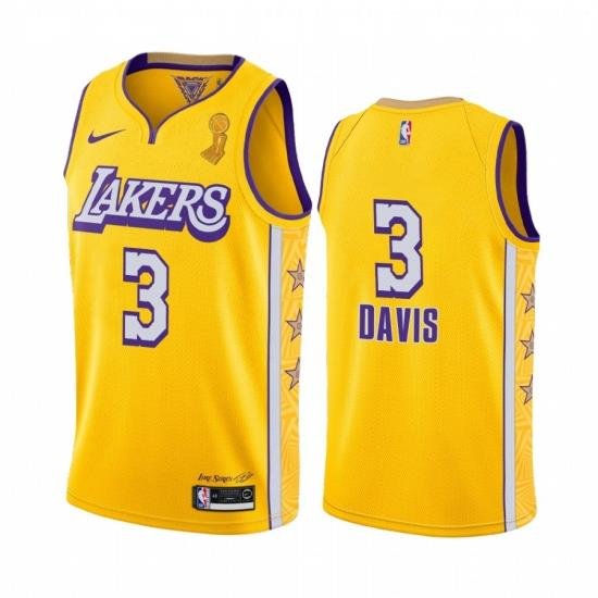 Los Angeles Lakers Anthony Davis 2020 NBA Finals Champions Jersey Gold Social justice