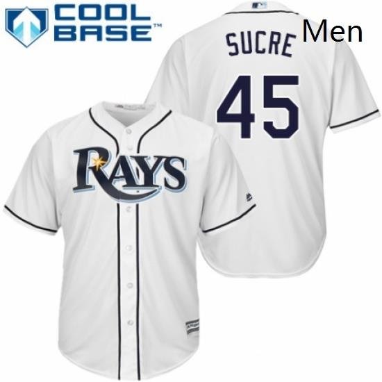 Mens Majestic Tampa Bay Rays 45 Jesus Sucre Replica White Home Cool Base MLB Jersey