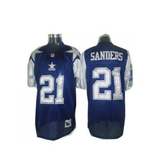 Dallas CoWboys 21 sanders 1994 ThroWback blue Jersey